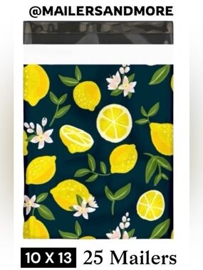 25 10X13 Poly Mailers Lemon and Blossoms Shipping Envelopes Bags PRICE IS FIRM